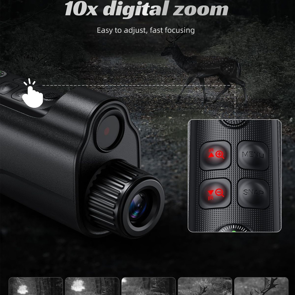 Night Vision Monocular,800M-10X Digital Zoom,2 Inhc HD Screen Infrared Binoculars with Compass 64GB TF Card for Photos and Videos product image