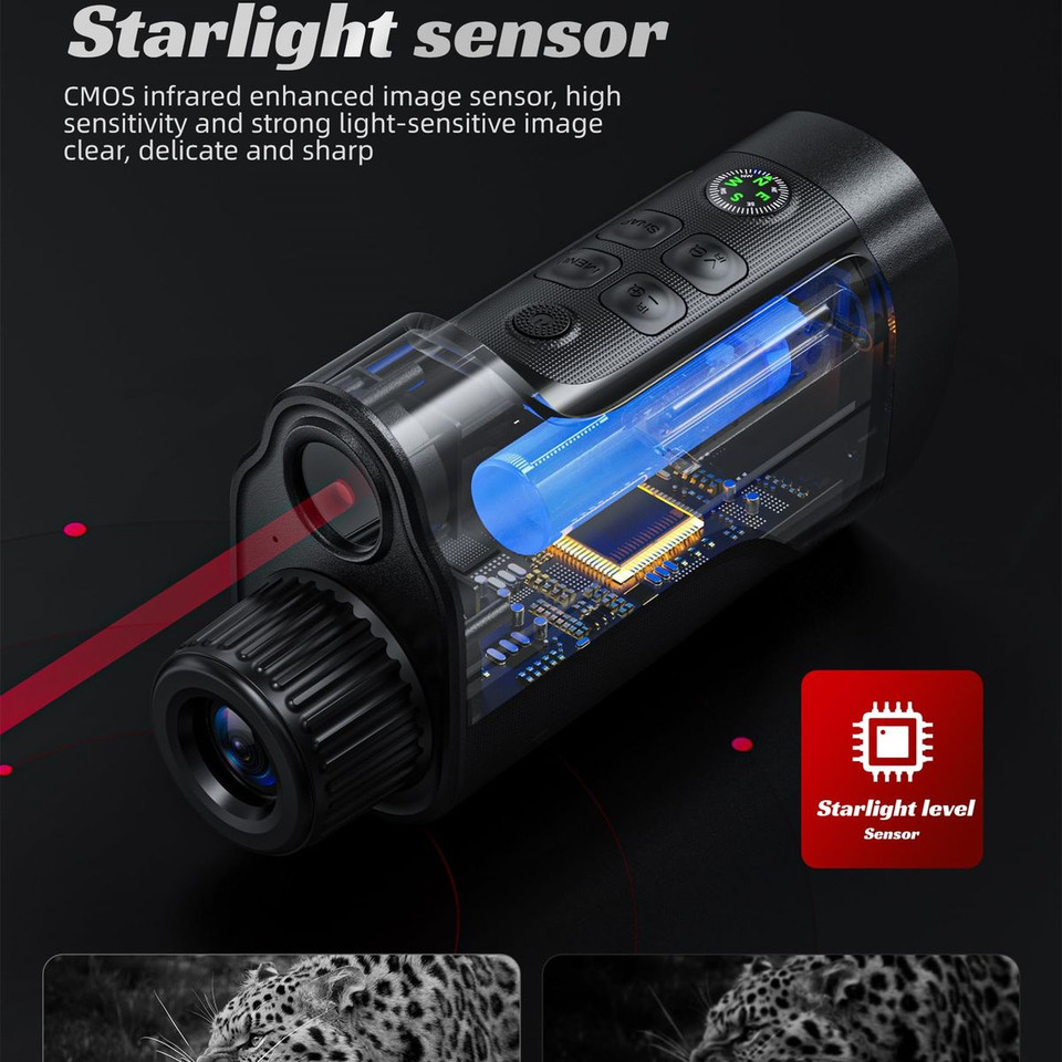 Night Vision Monocular,800M-10X Digital Zoom,2 Inhc HD Screen Infrared Binoculars with Compass 64GB TF Card for Photos and Videos product image