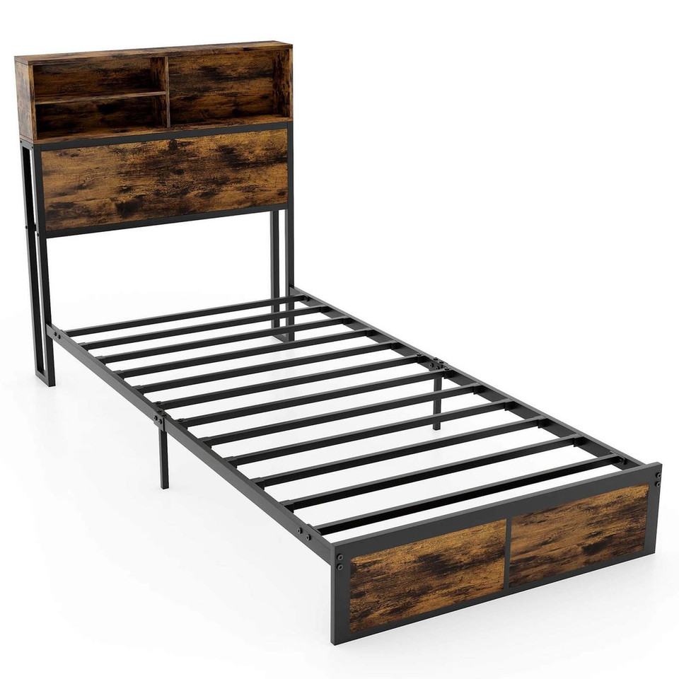 Bed Frame with Charging Station Headboad Shelves product image