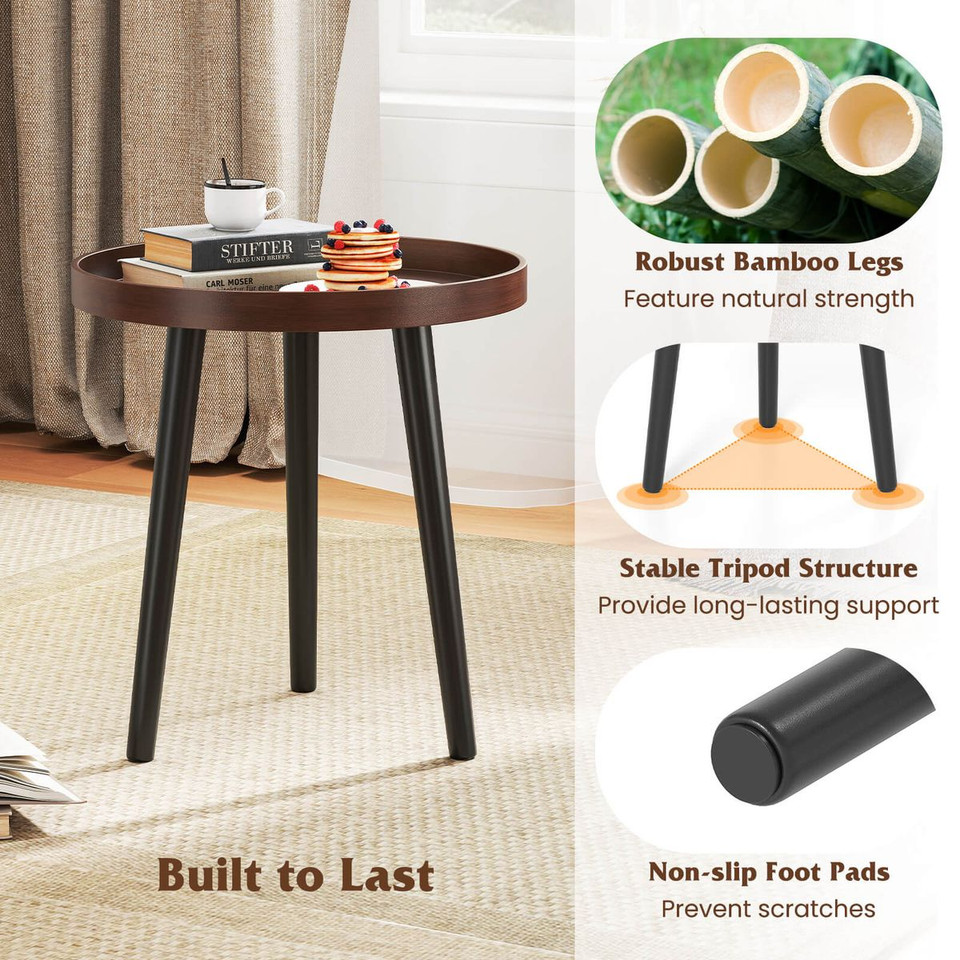 Round Side Table  with Solid Legs and Thickened Tray product image