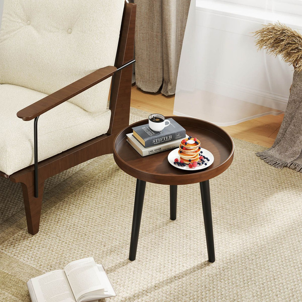Round Side Table  with Solid Legs and Thickened Tray product image