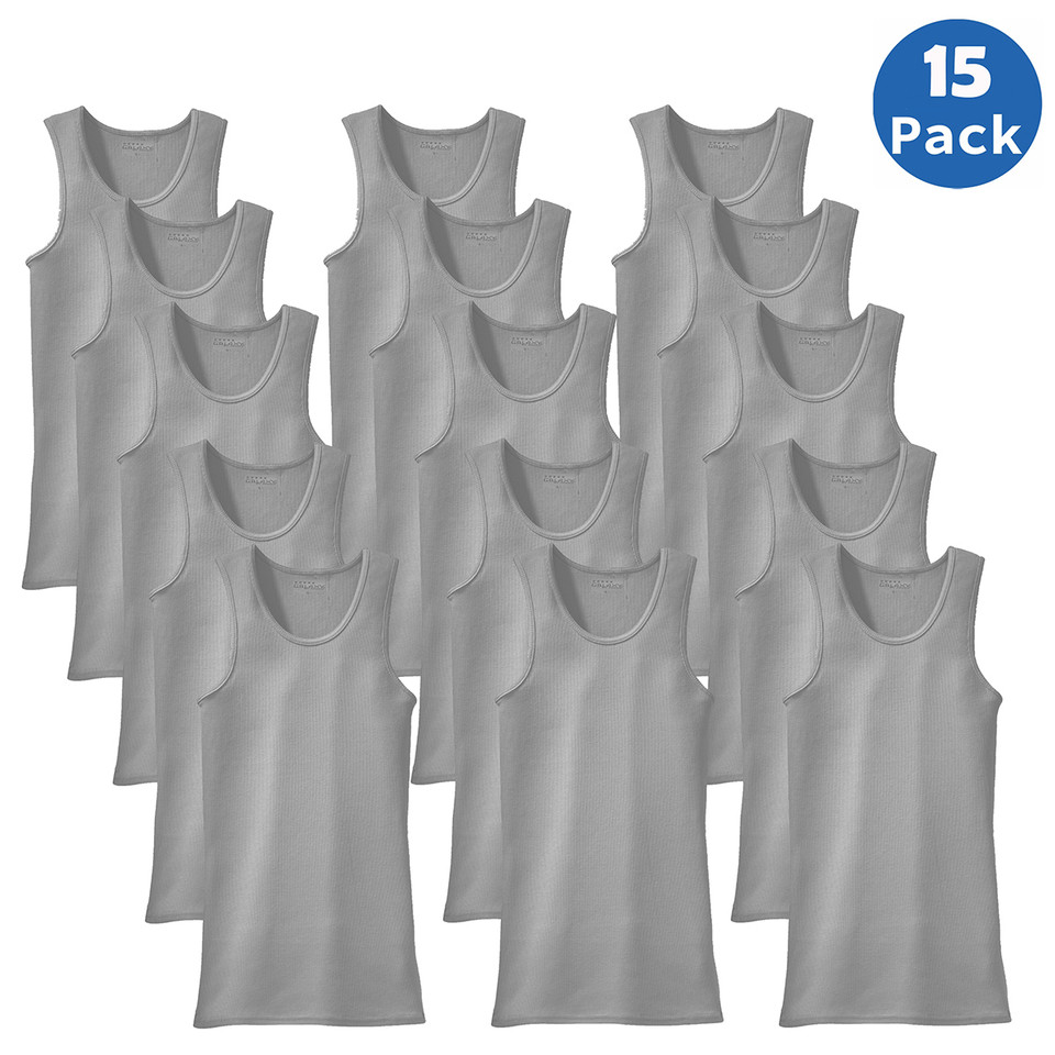 Men's Ribbed Classic Cotton Tank Tops (5- or 15-Pack) product image