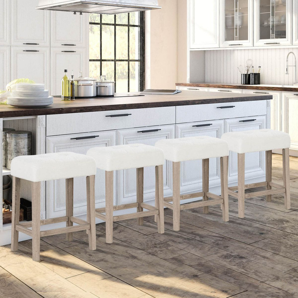 Counter Height Bar Stools with Rubber Wood Legs (2- or 4-Pack) product image