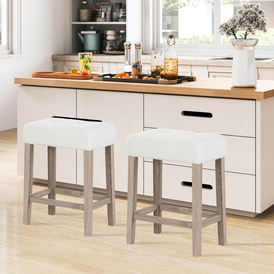 Counter Height Bar Stools with Rubber Wood Legs (2- or 4-Pack) product image
