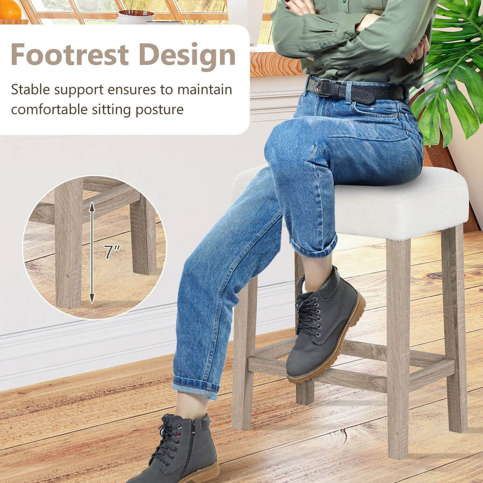 Counter Height Bar Stools with Rubber Wood Legs (2- or 4-Pack) product image
