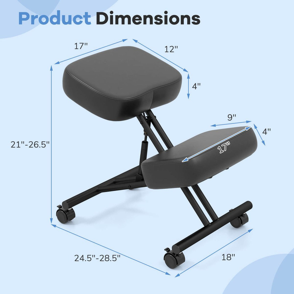 Height Adjustable Kneeling Chair with Angled Seat (1- or 2-Pack) product image