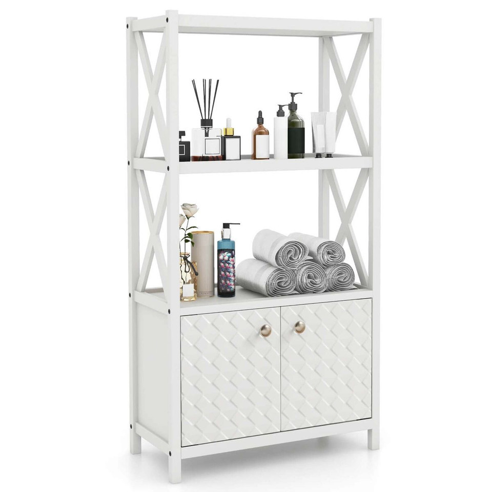 Bathroom Storage Cabinet with Open Shelves and Double Doors  product image