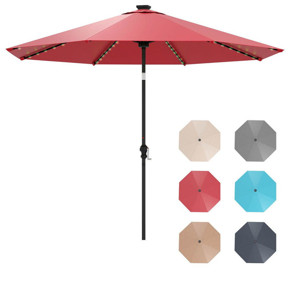 10FT Solar Patio Umbrella with 96 LED Lights and 35° Tilt product image