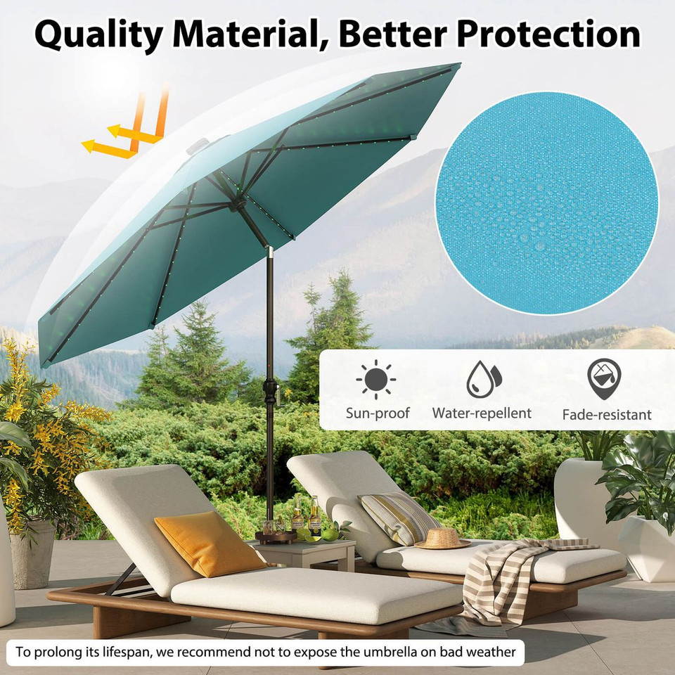 10FT Solar Patio Umbrella with 96 LED Lights and 35° Tilt product image