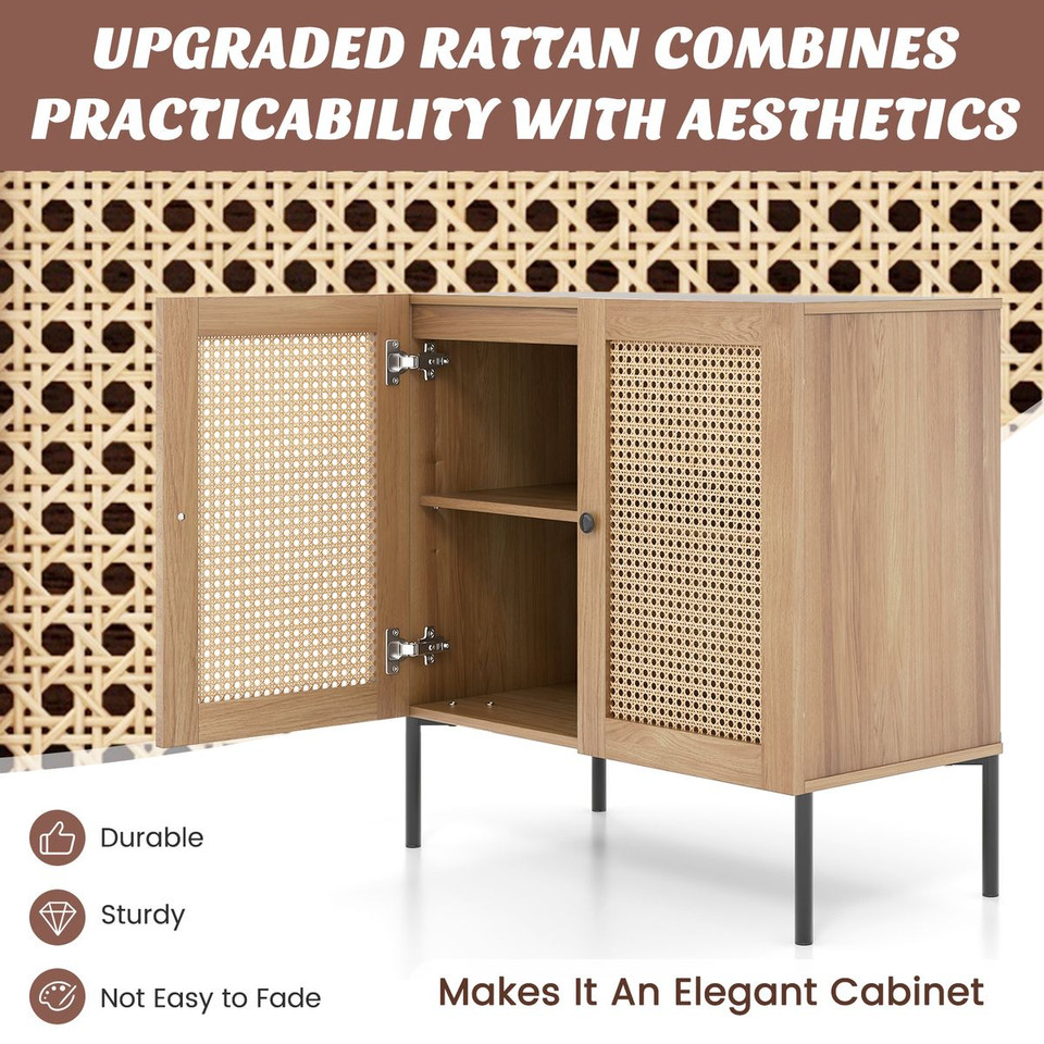 Rattan Buffet Sideboard Wine Cabinet (Set of 2) product image