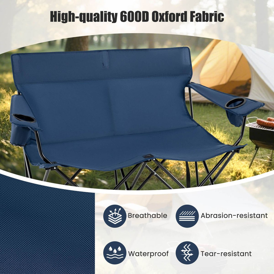 2-Person Outdoor Folding Loveseat with Cup Holders product image