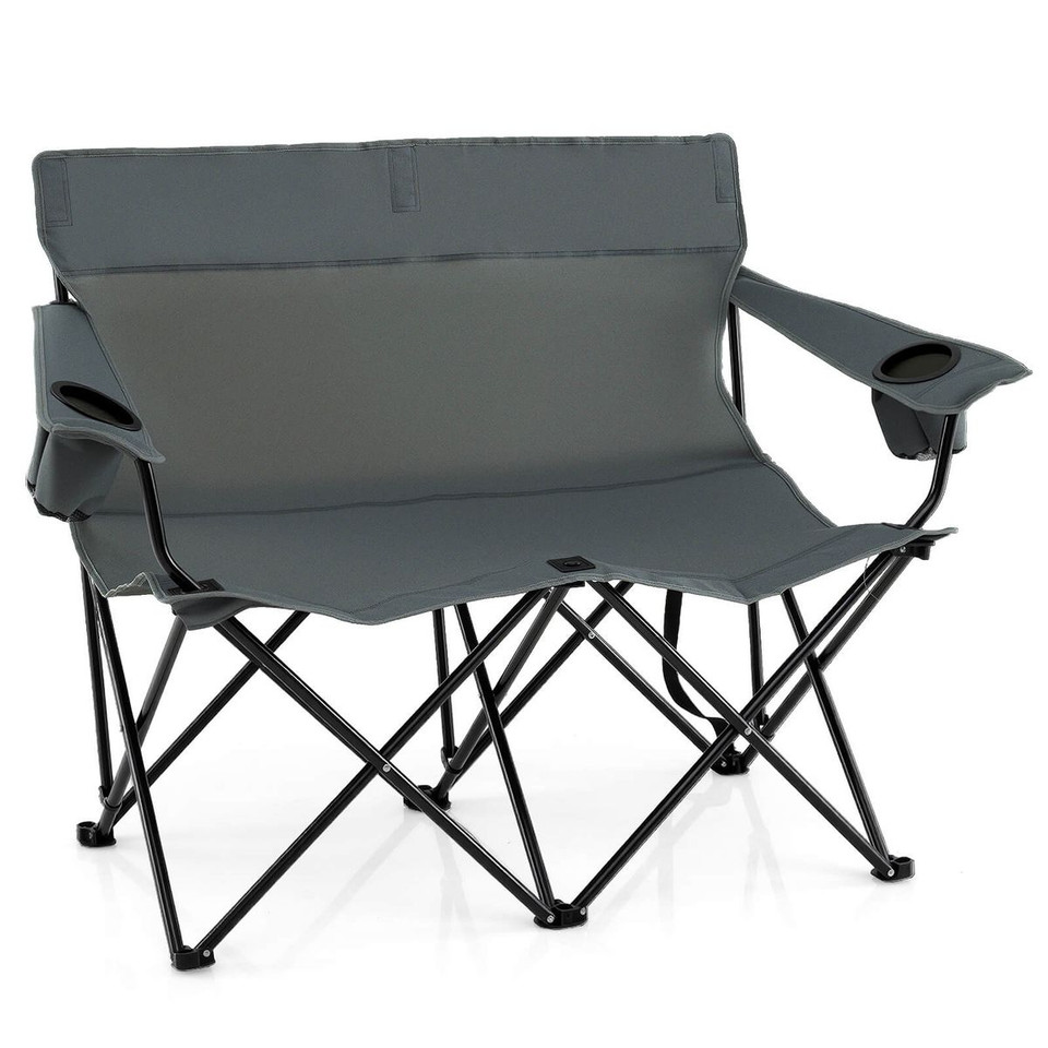 2-Person Outdoor Folding Loveseat with Cup Holders product image