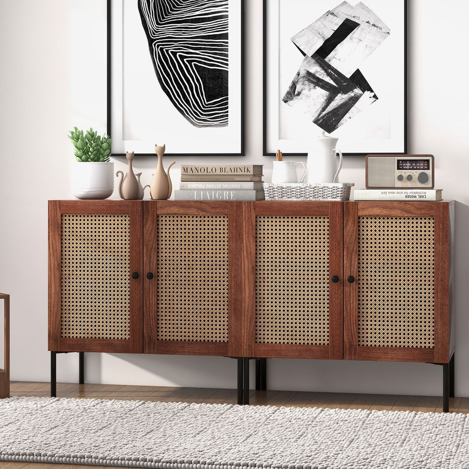 Rattan Buffet Sideboard Cabinet with Adjustable Shelf product image
