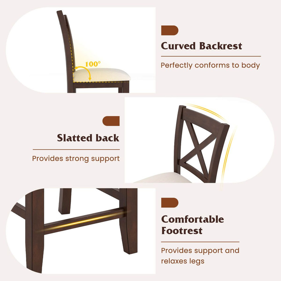 Rubber Wooden Bar Stools with Footrest (Set of 2 or 4) product image