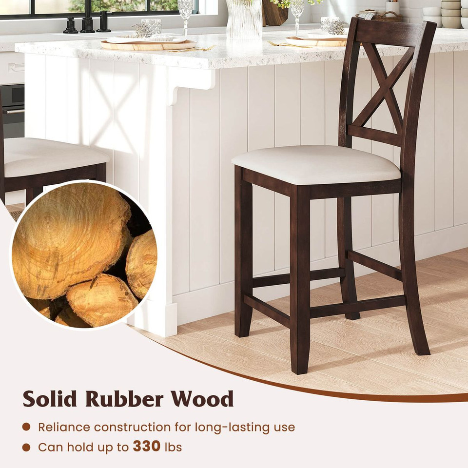 Rubber Wooden Bar Stools with Footrest (Set of 2 or 4) product image