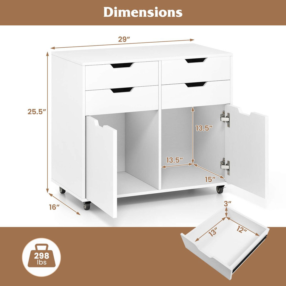 4-Drawer File Cabinet with Adjustable Metal Hinges product image