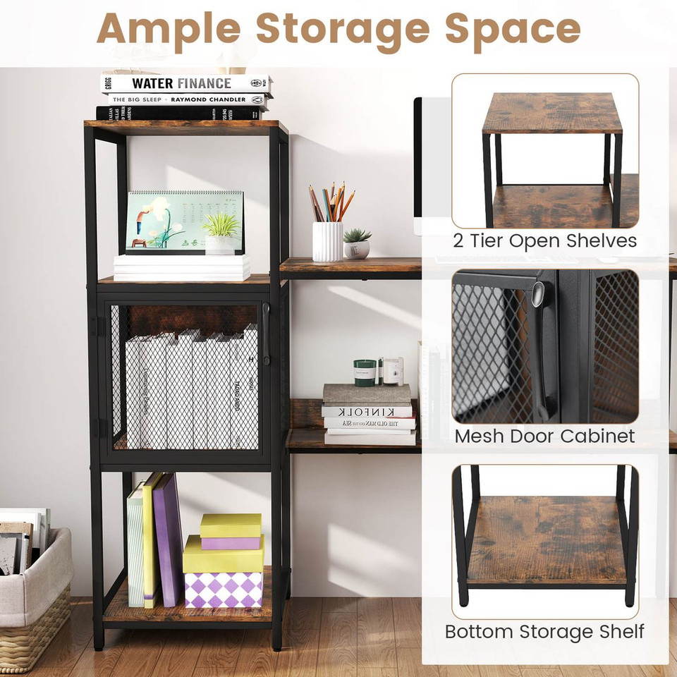 Computer Desk with 2-Tier Open Shelves product image