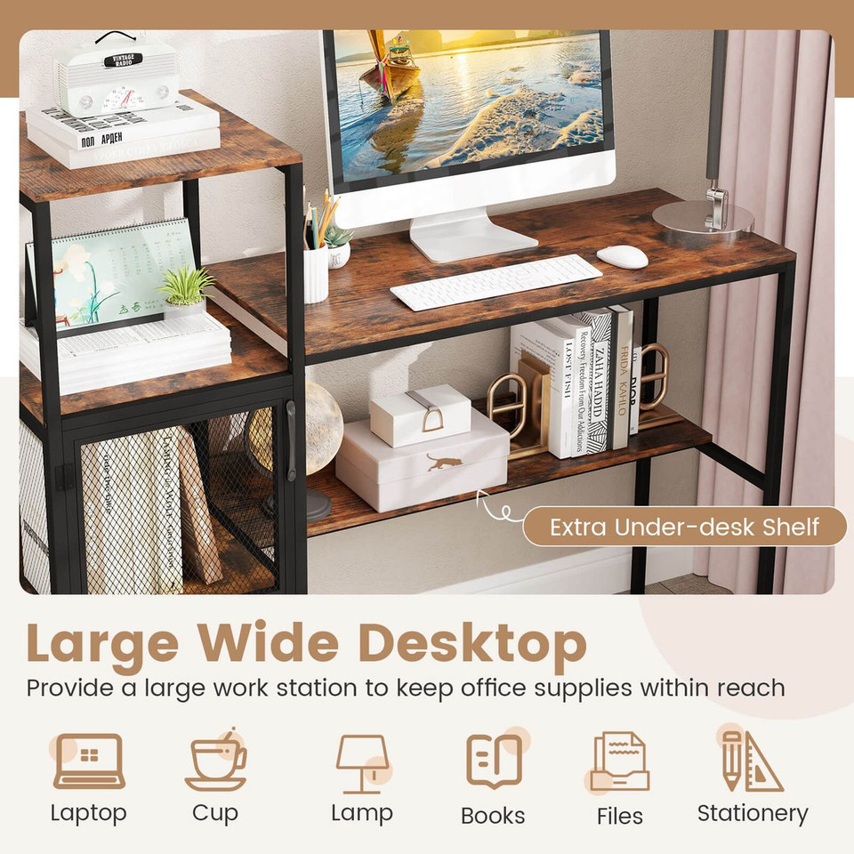 Computer Desk with 2-Tier Open Shelves product image