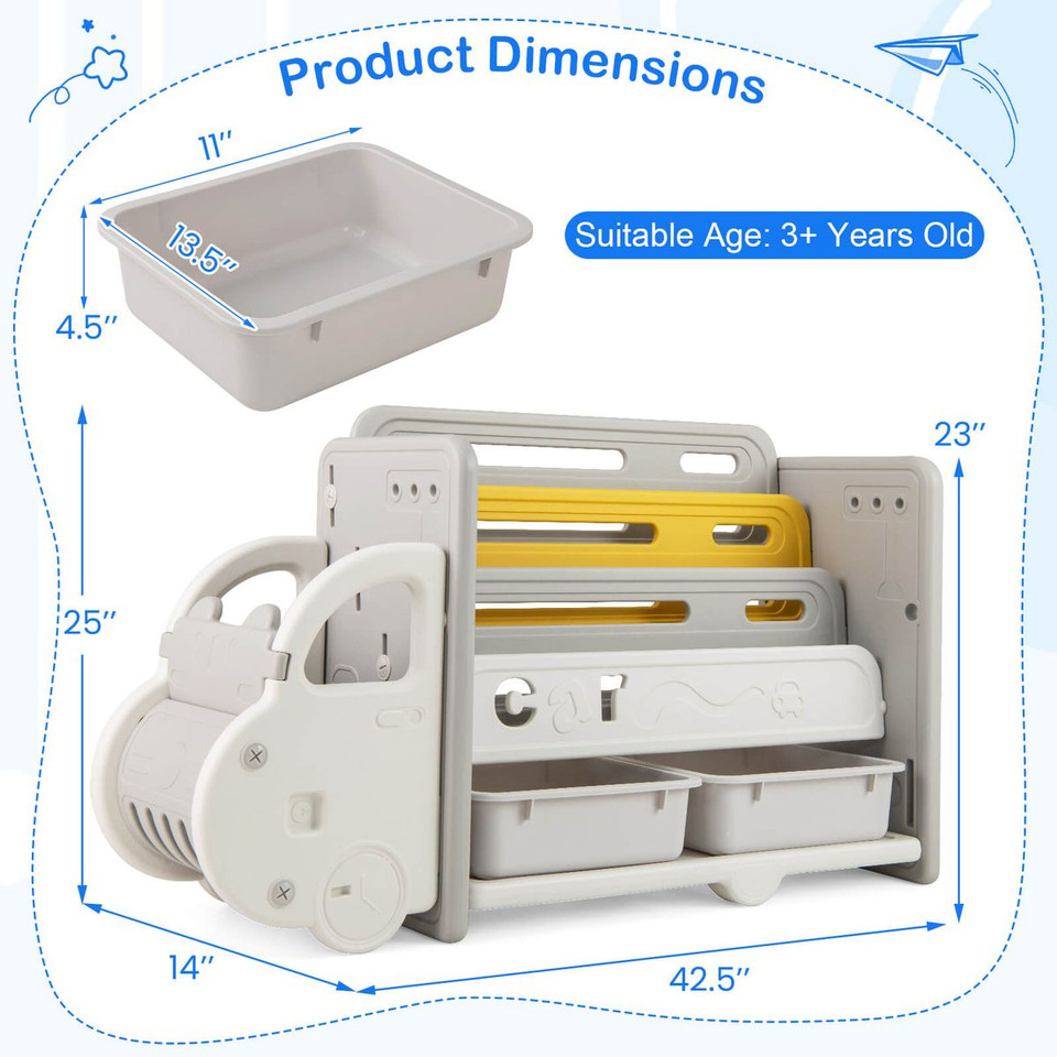 3-Tier Kids' Toy Storage and Bookshelf product image