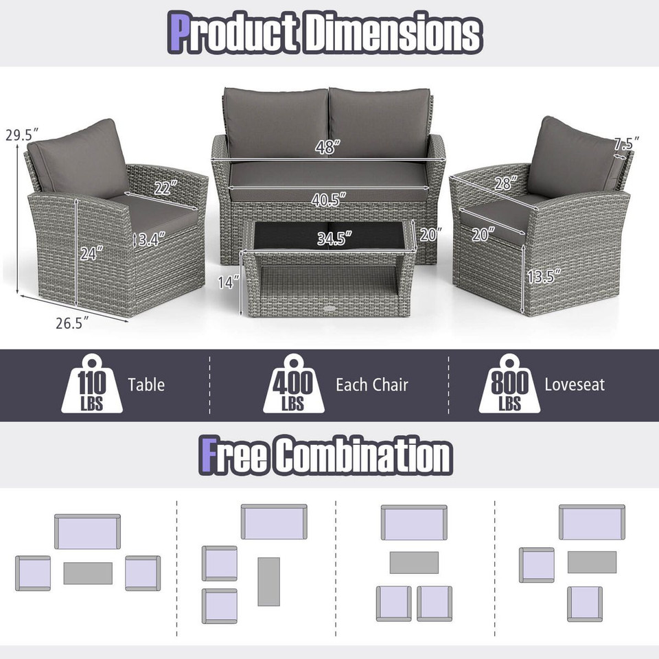8-Piece Patio Furniture Set with 4 Chairs product image