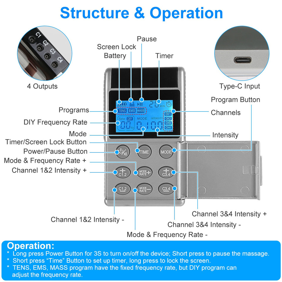 4-Channel TENS Muscle Stimulator product image