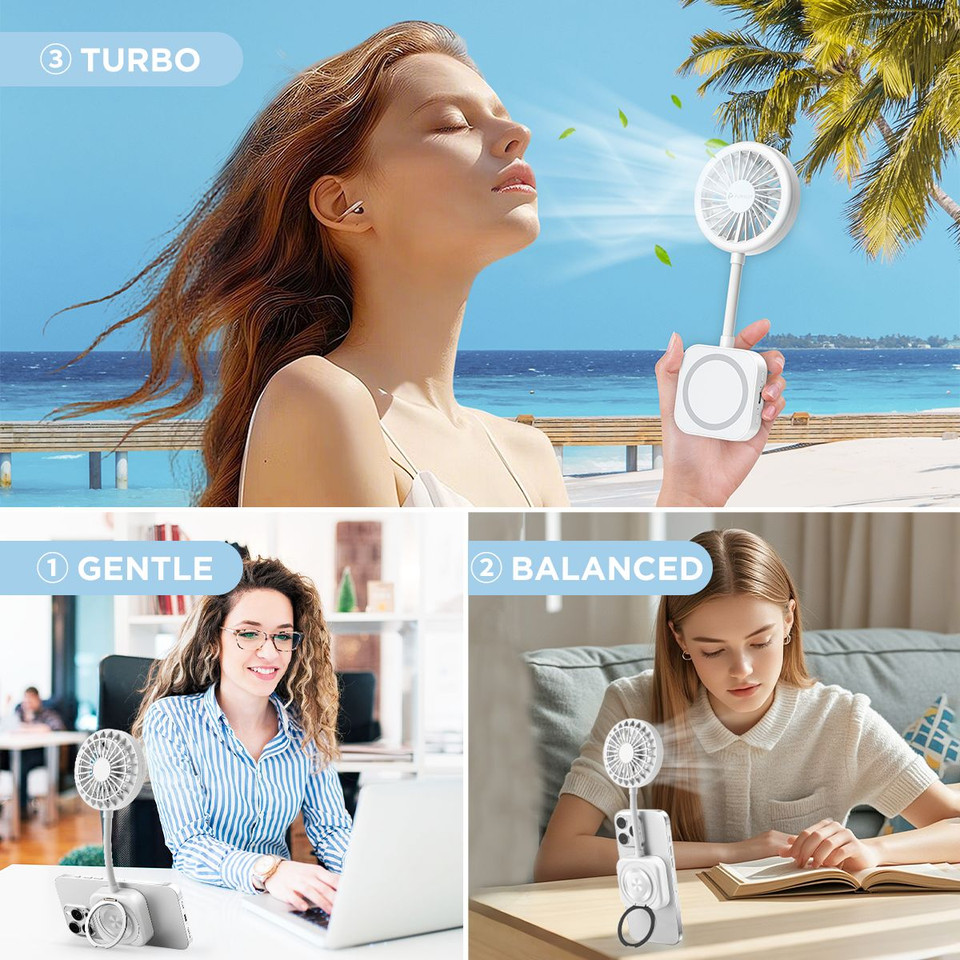 1200mAh Foldable Travel Fan with 3 Modes and LED Light product image