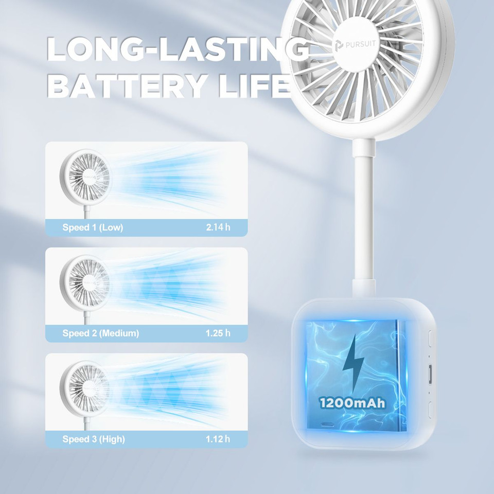 1200mAh Foldable Travel Fan with 3 Modes and LED Light product image