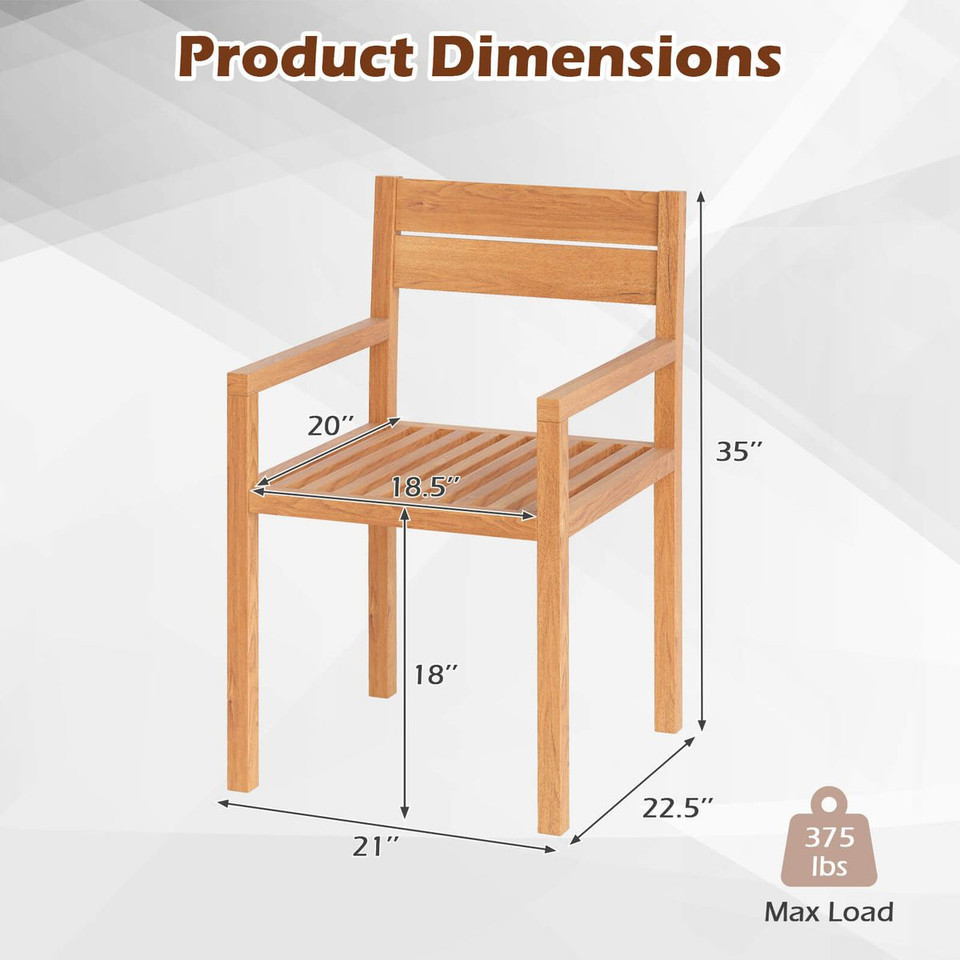 Outdoor Teak Wood Dining Chairs product image