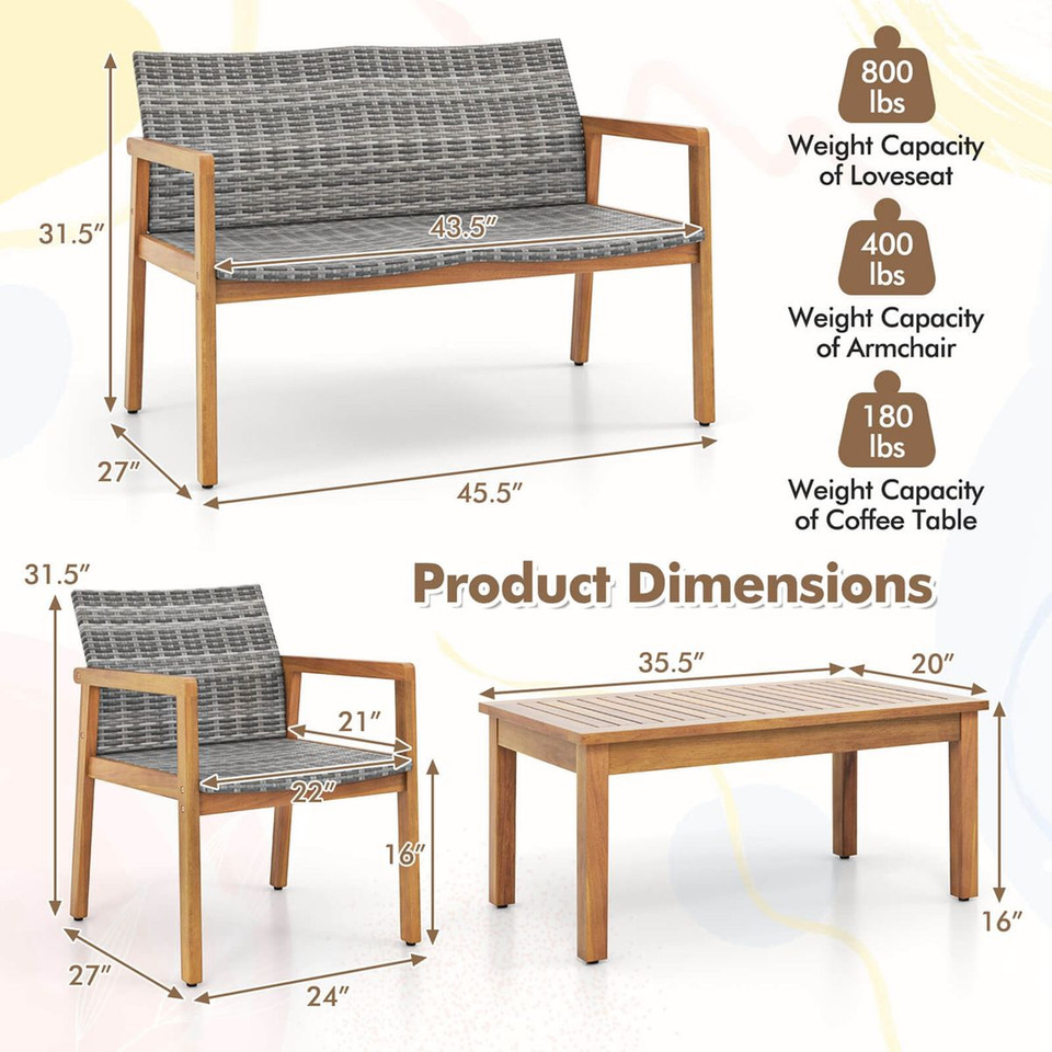 4-Piece Outdoor Furniture Set with Acacia Wood Frame  product image