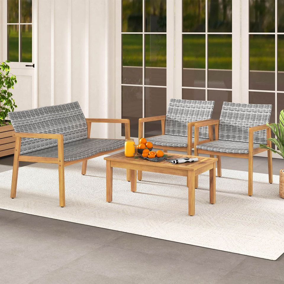 4-Piece Outdoor Furniture Set with Acacia Wood Frame  product image