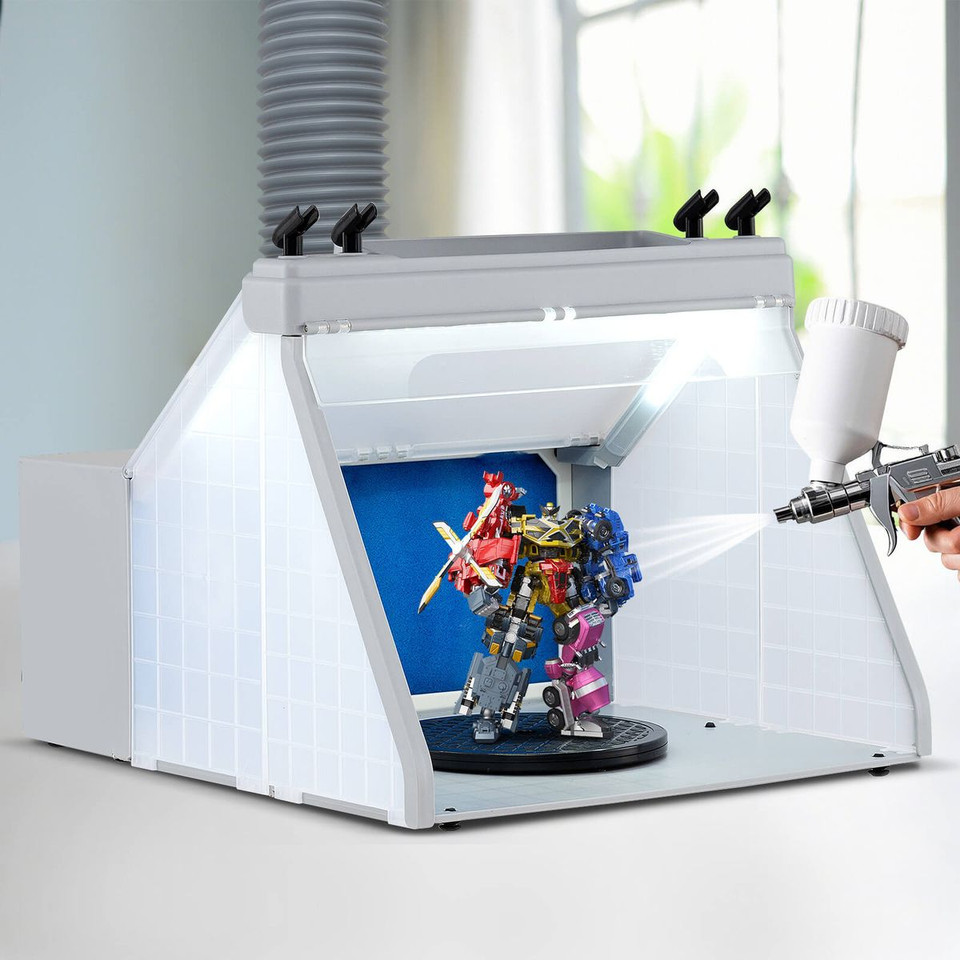 Portable Airbrush Spray Booth Kit with LED Lights and Rotating Turnable product image