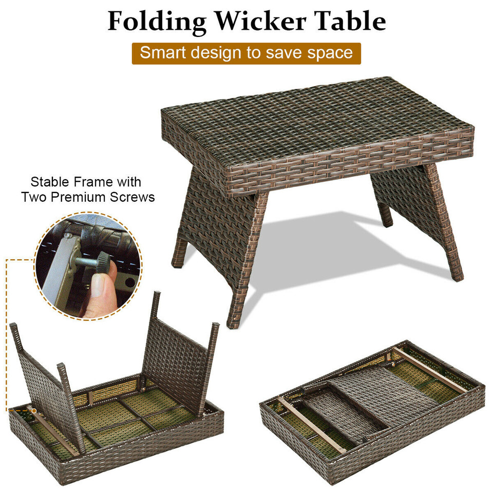 Folding Wicker Patio Coffee Table product image