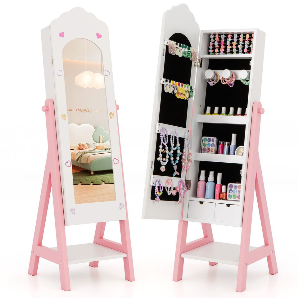 Kids' Freestanding Jewelry Cabinet with Full-Length Mirror product image