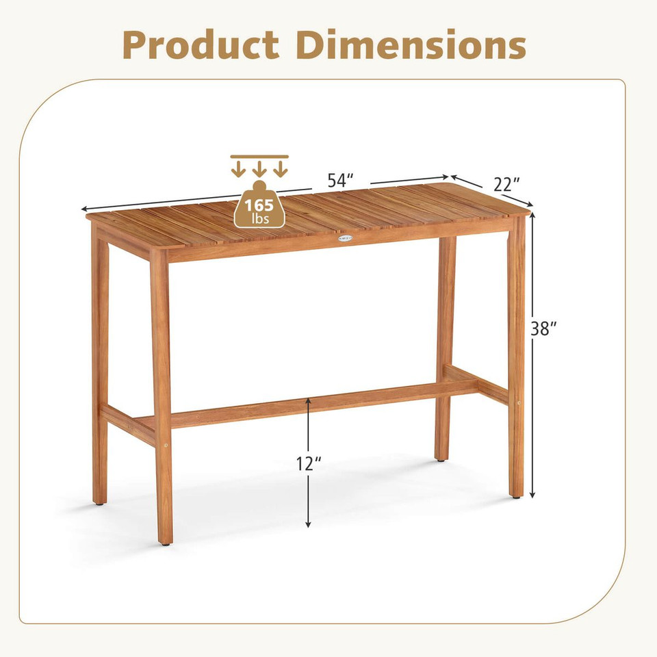 Acacia Wood Counter-Height Table with Slatted Tabletop product image