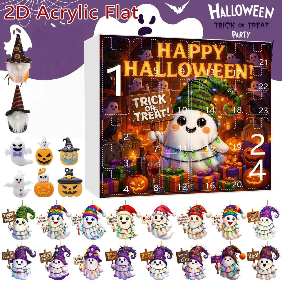 Halloween CountDown Advent Calendar with Ghost Gnome Pumpkin Plush Toys Dolls Pendants Ornaments For Indoor Outdoor Home Party Decoration product image