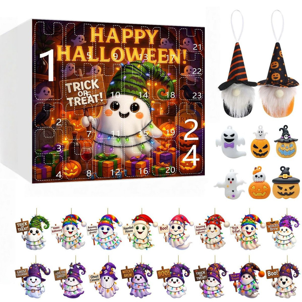 Halloween CountDown Advent Calendar with Ghost Gnome Pumpkin Plush Toys Dolls Pendants Ornaments For Indoor Outdoor Home Party Decoration product image