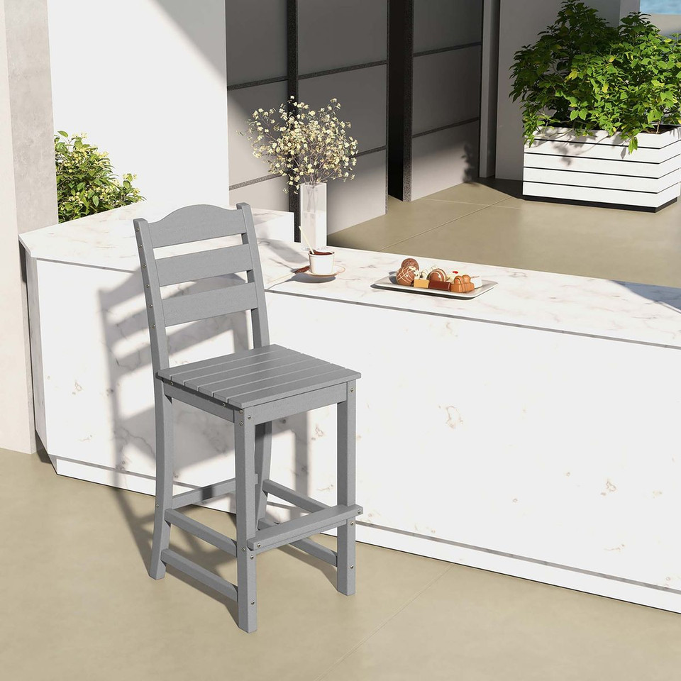 Outdoor Patio Bar Stool with Slatted Design product image