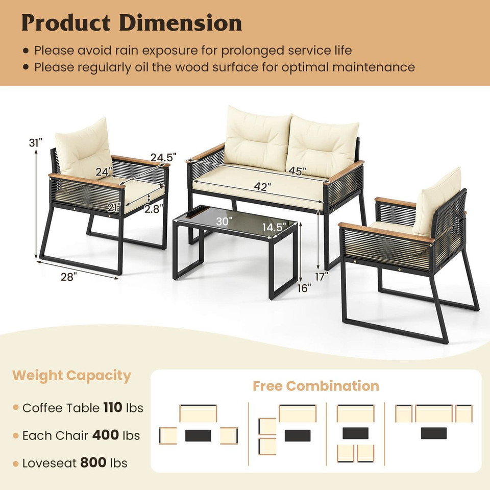 Patio Furniture Set with Tempered Glass Tabletop product image