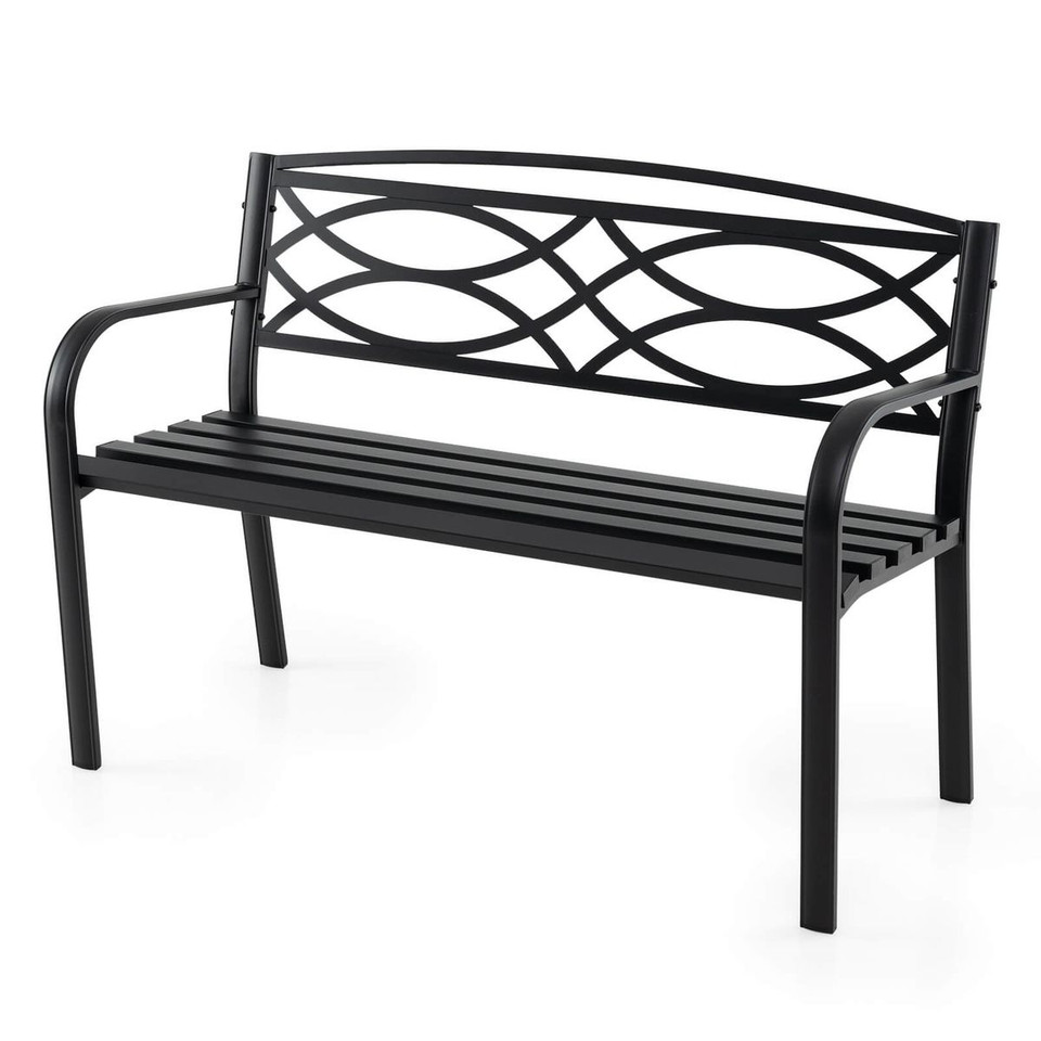 45.5" Outdoor Patio Garden Bench with Curved Armrests product image