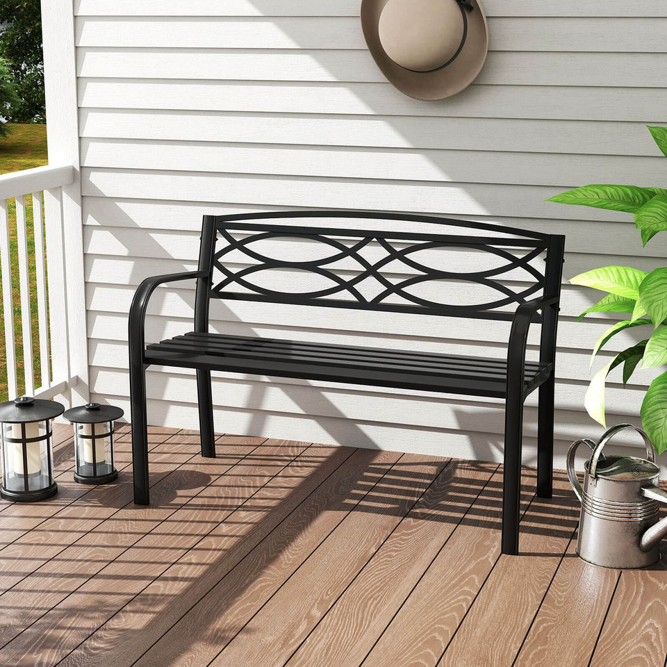 45.5" Outdoor Patio Garden Bench with Curved Armrests product image