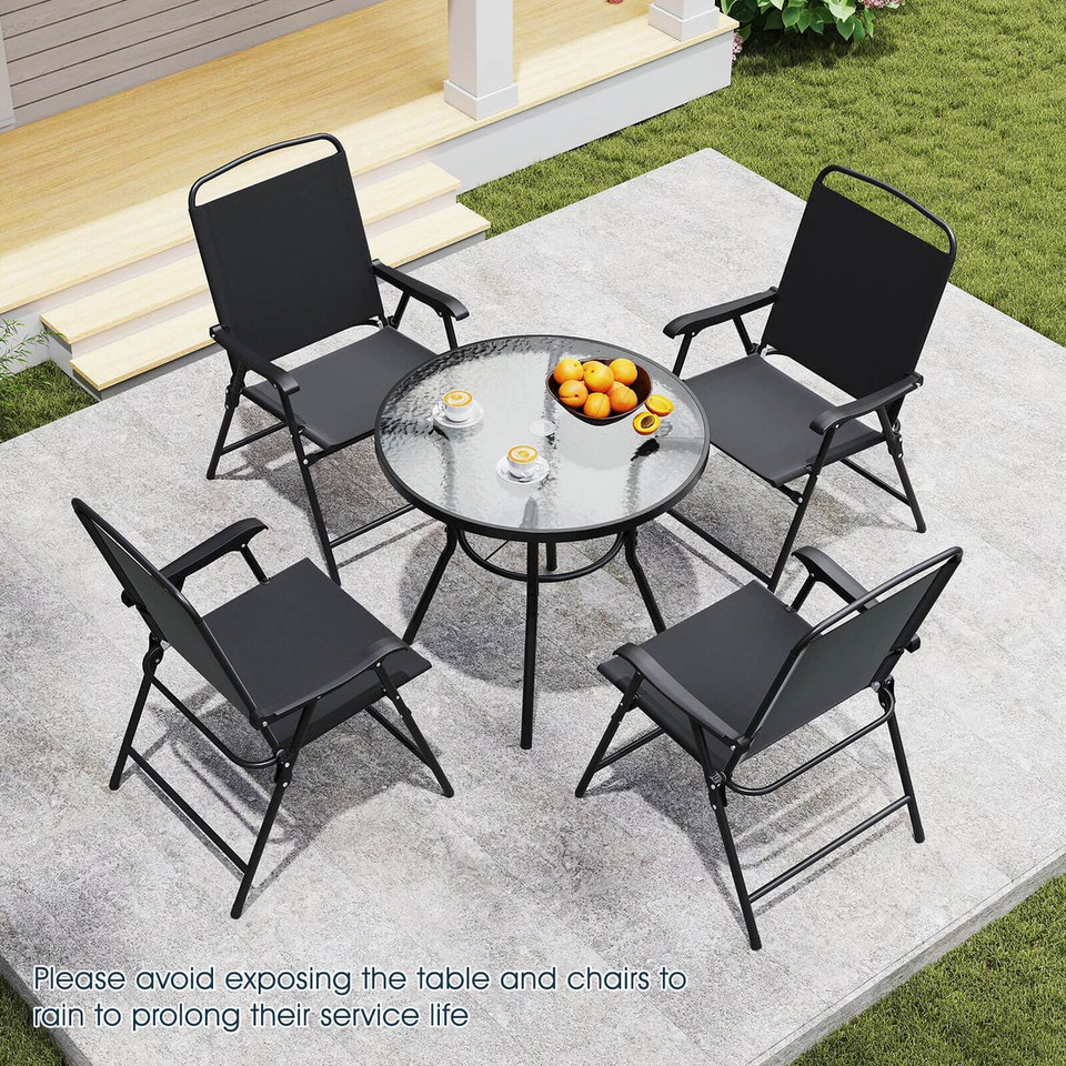6-Piece Patio Dining Set with Umbrella and Rippled Glass Tabletop product image