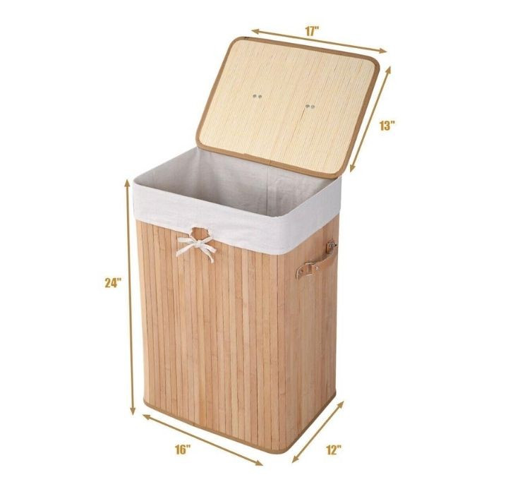 Rectangle Bamboo Laundry Hamper product image
