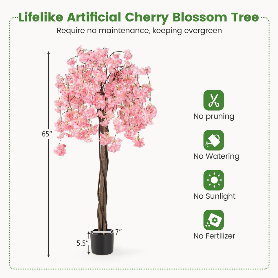 5.5-foot Tall Artificial Cherry Blossom Tree (1- or 2-Pack) product image