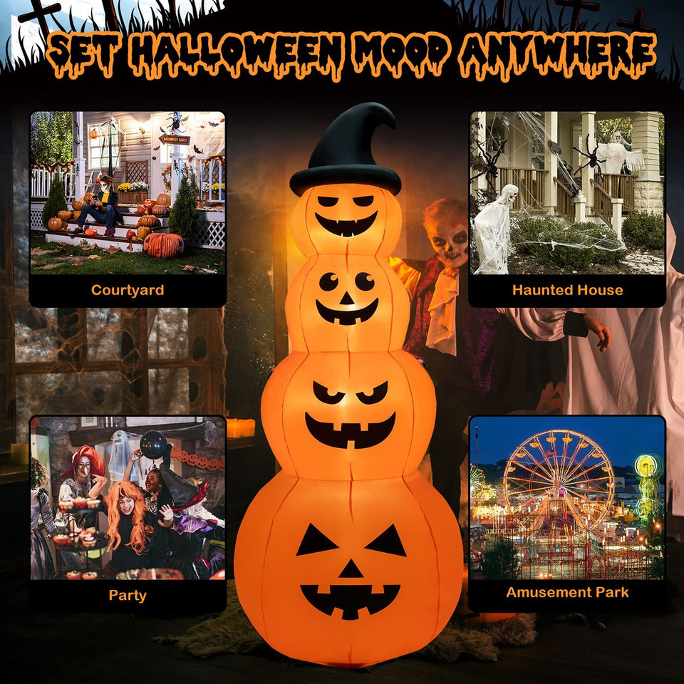 8FT Inflatable Stacked Pumpkins Halloween Decoration product image