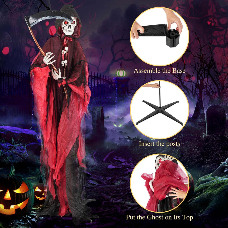 8-foot Animatronic Reaper with Sickle Glowing and LED Eyes product image