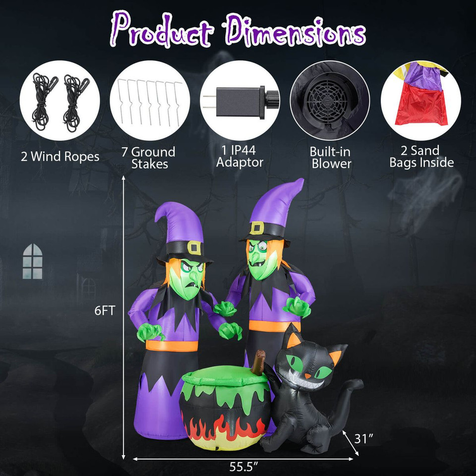 6-Foot Witches with Cauldron Inflatable product image