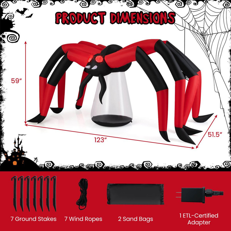 5-Foot Inflatable Spider with Tunnel product image