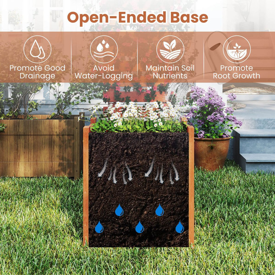Wooden Raised Garden Bed with Open-Ended Base and Trellis product image