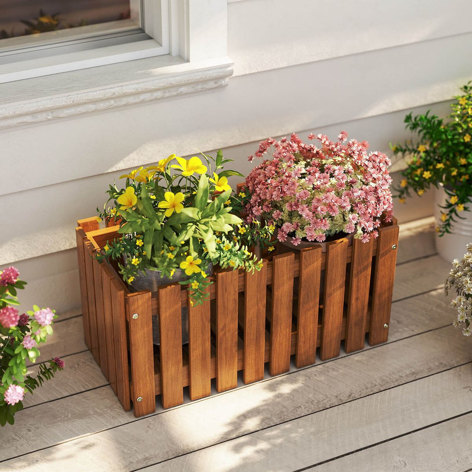 Outdoor Solid Wood Patio Slat Style Flower Planter product image