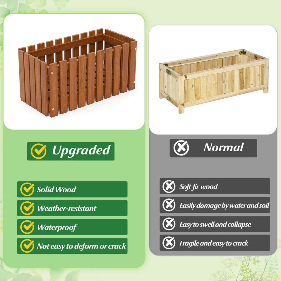 Outdoor Solid Wood Patio Slat Style Flower Planter product image